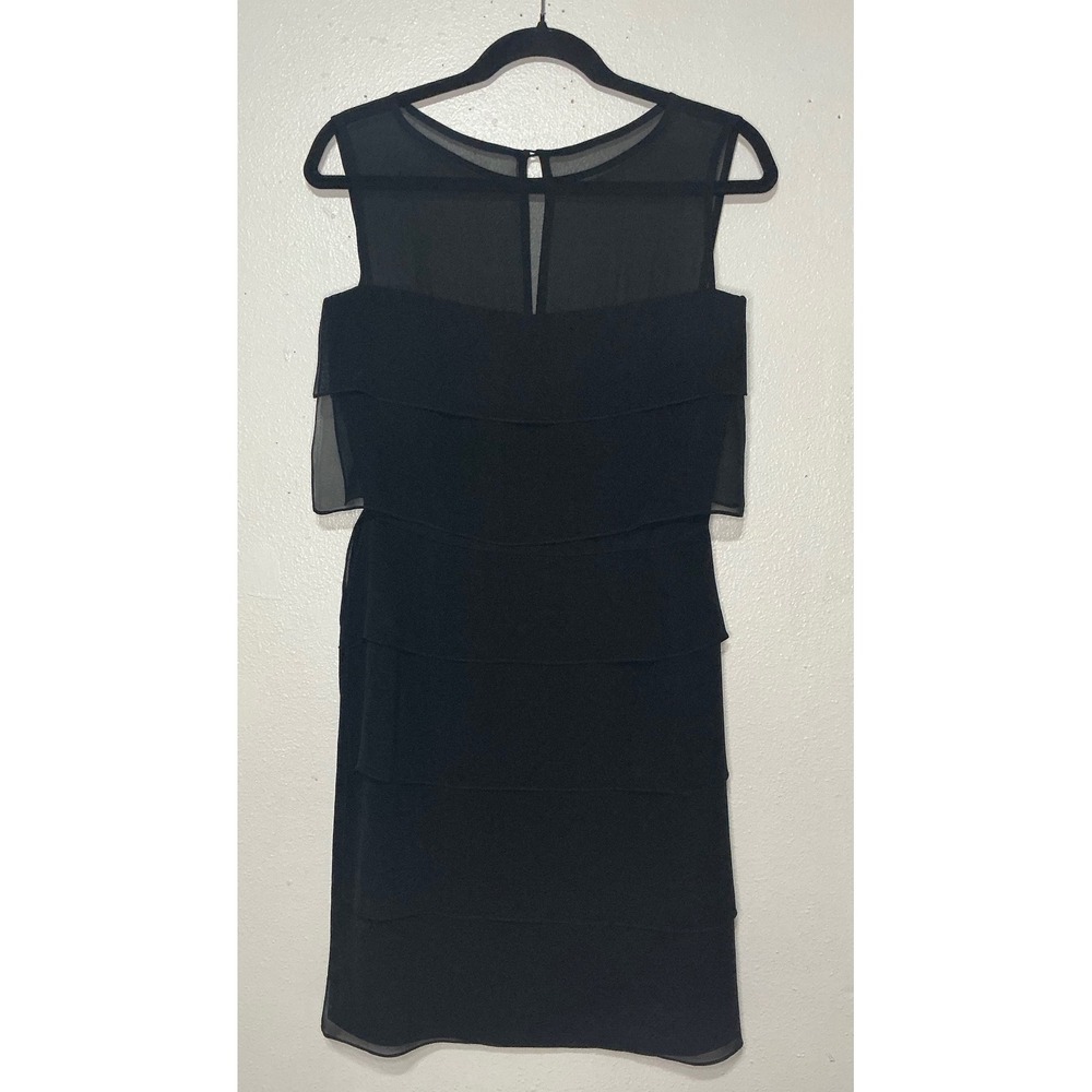Kay Unger New York 100% Silk Tiered Chiffon Black Cocktail Dress Sz 4 Whimsygoth